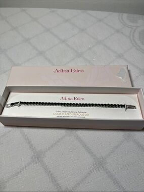 Adina Eden Gold-Plated Bracelet with Green Emerald-like Cubic Zirconia
NEW